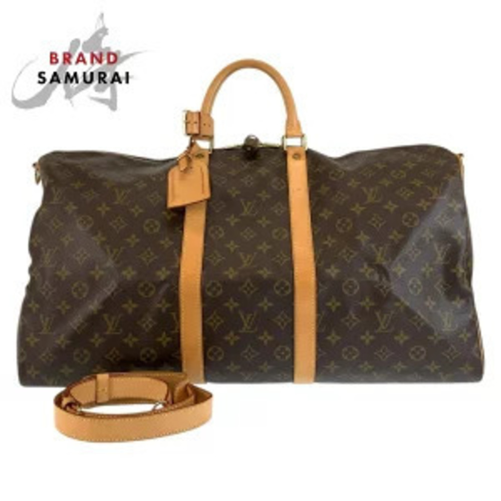 Louis Vuitton Monogram Keepall Bandouliere Brown Leather Boston Bag Shoulder